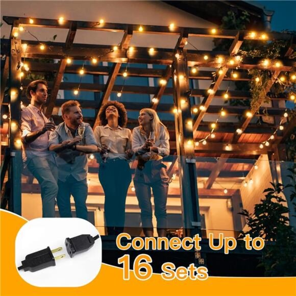 50FT Outdoor String Lights, Waterproof Connectable Shatterproof Outside Light - Picture 5 of 7